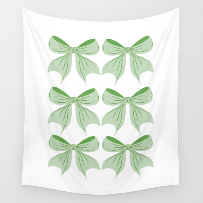 Elegant Light Green Bow Pattern A Classic and Stylish Design for Any Occasion Wall Tapestry Gallery Image 1