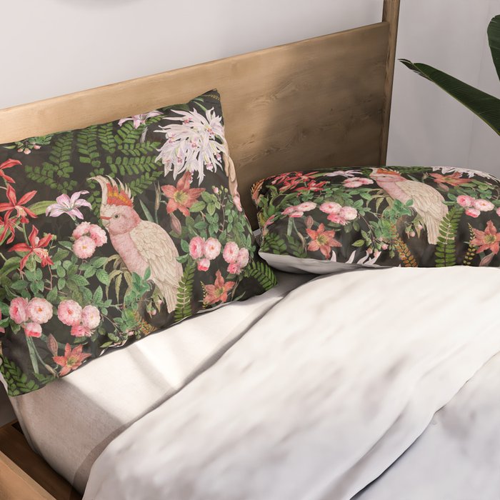 Vintage & Shabby Chic - Botanical Tropical Night Pattern  Pillow Sham Gallery Image 2