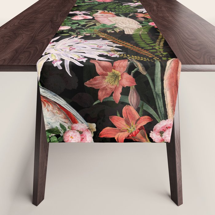 Vintage & Shabby Chic - Botanical Tropical Night Pattern  Table Runner Gallery Image 1
