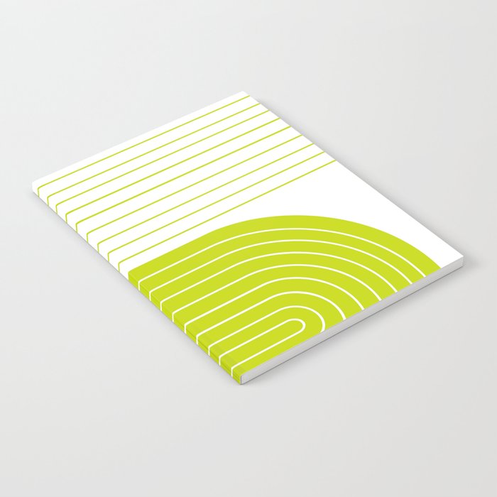 Two Tone Line Curvature LXXVII Lime Green Modern Arch Abstract Notebook Gallery Image 2