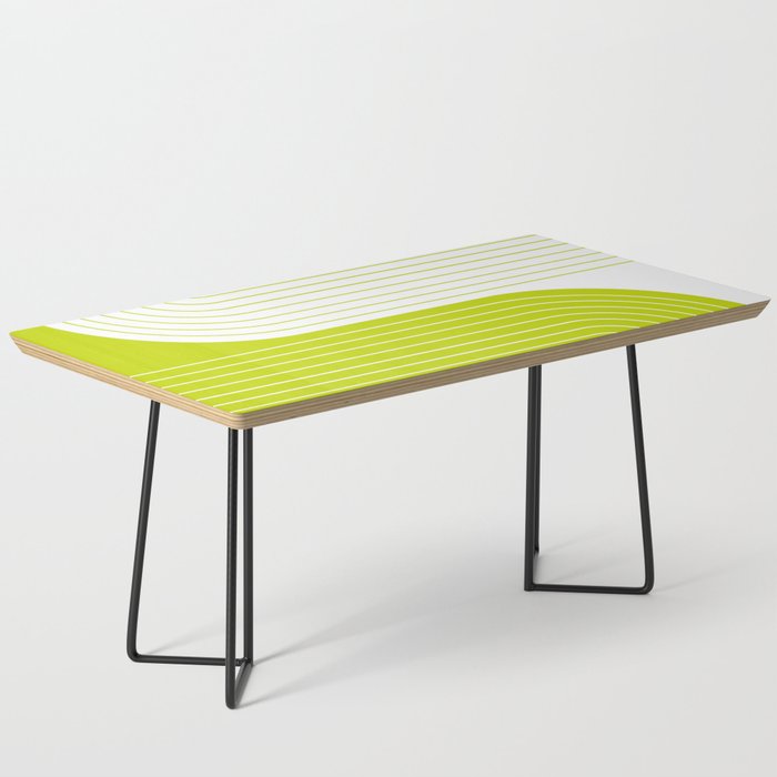Two Tone Line Curvature LXXVII Lime Green Modern Arch Abstract Coffee Table Gallery Image 1