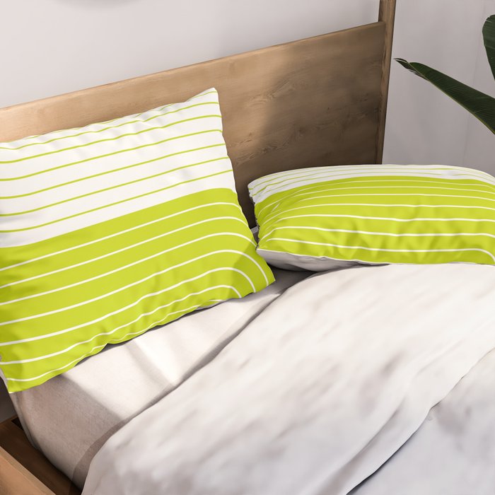 Two Tone Line Curvature LXXVII Lime Green Modern Arch Abstract Pillow Sham Gallery Image 2