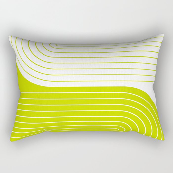 Two Tone Line Curvature LXXVII Lime Green Modern Arch Abstract Rectangular Pillow Gallery Image 2
