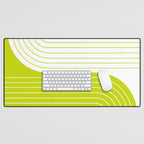 Two Tone Line Curvature LXXVII Lime Green Modern Arch Abstract Desk Mat Gallery Image 1
