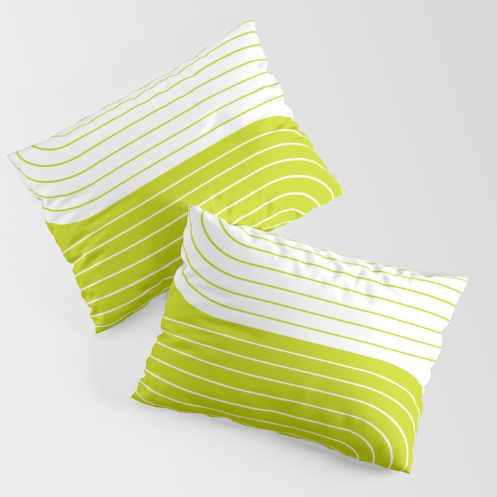 Two Tone Line Curvature LXXVII Lime Green Modern Arch Abstract Pillow Sham Gallery Image 3