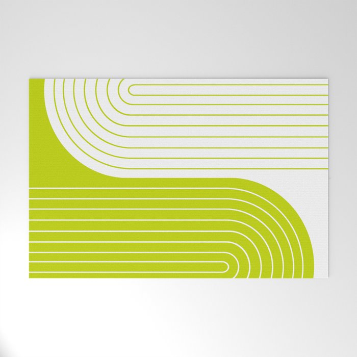 Two Tone Line Curvature LXXVII Lime Green Modern Arch Abstract Welcome Mat Gallery Image 1