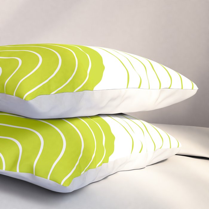Two Tone Line Curvature LXXVII Lime Green Modern Arch Abstract Pillow Sham Gallery Image 3