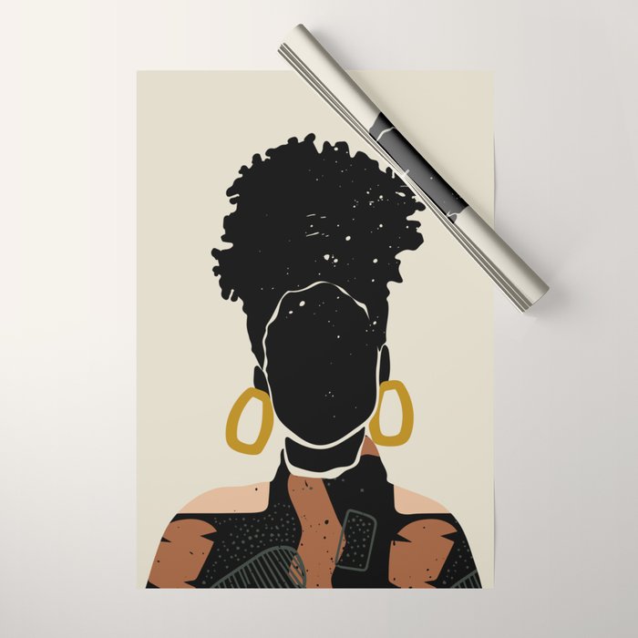 Black Hair No. 14 Wrapping Paper Gallery Image 1