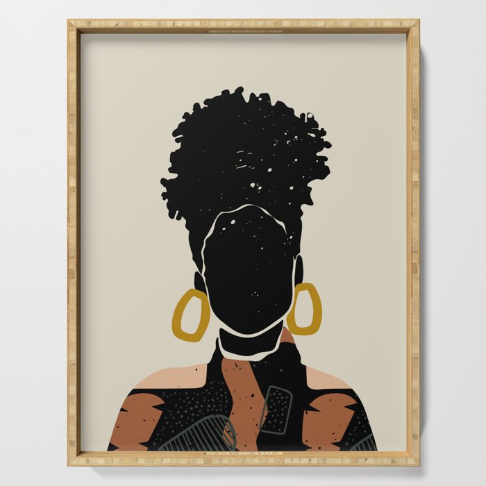 Black Hair No. 14 Serving Tray Gallery Image 1
