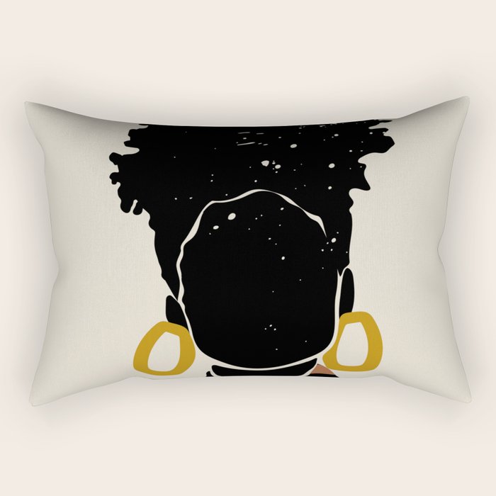 Black Hair No. 14 Rectangular Pillow Gallery Image 2