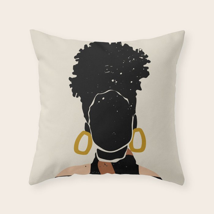 Black Hair No. 14 Throw Pillow Gallery Image 1
