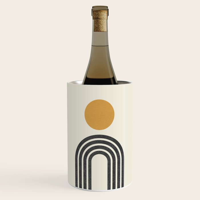 Mid century modern gold sun and black rainbow Wine Chiller Gallery Image 1