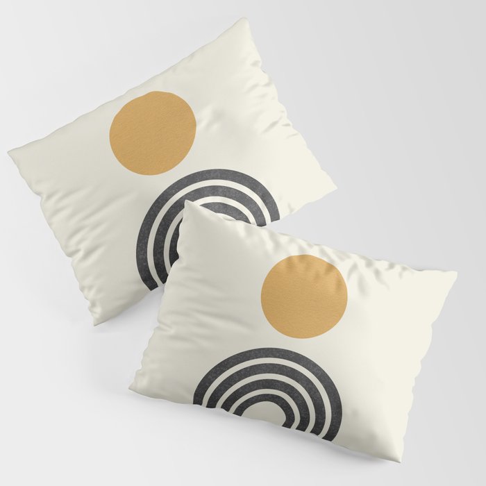 Mid century modern gold sun and black rainbow Pillow Sham Gallery Image 3