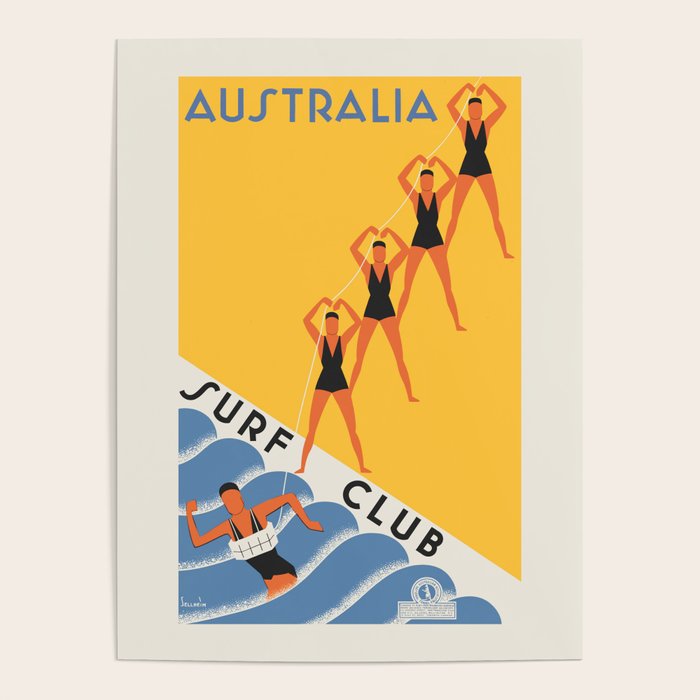 Art Deco Vintage Australia travel poster - Australia Surf Club, 1930s Poster Gallery Image 4