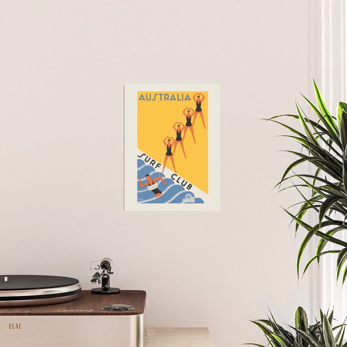 Art Deco Vintage Australia travel poster - Australia Surf Club, 1930s Poster Gallery Image 2