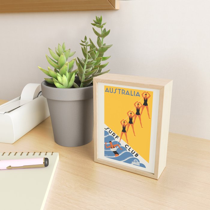 Art Deco Vintage Australia travel poster - Australia Surf Club, 1930s Mini Art Print Gallery Image 2