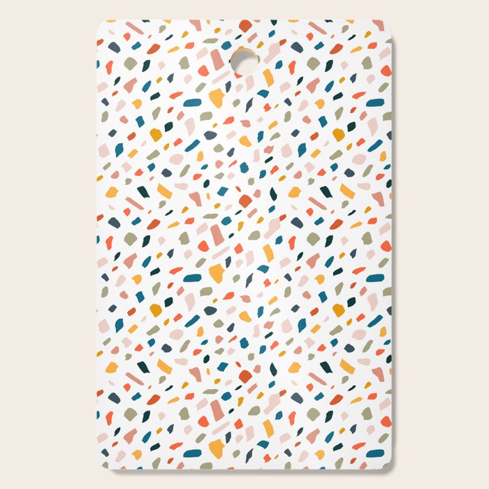 Terrazzo, Abstract Quirky Shapes Bohemian Modern Pattern Confetti Celebration Random Colorful Shapes Cutting Board Gallery Image 1