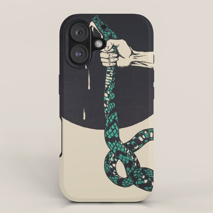 The strangling of a poisonous snake, representing the crushing colour lithograph G. Dorival 1918 iPhone Case Gallery Image 1
