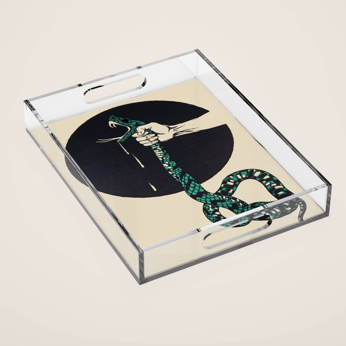 The strangling of a poisonous snake, representing the crushing colour lithograph G. Dorival 1918 Acrylic Tray Gallery Image 1