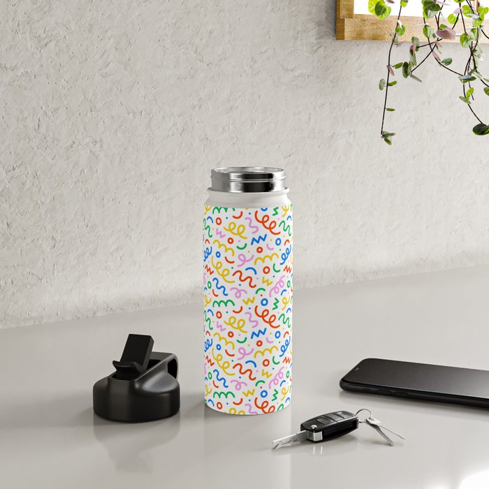 Fun colorful doodle art pattern Water Bottle Gallery Image 4