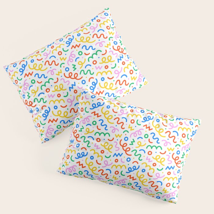 Fun colorful doodle art pattern Pillow Sham Gallery Image 3