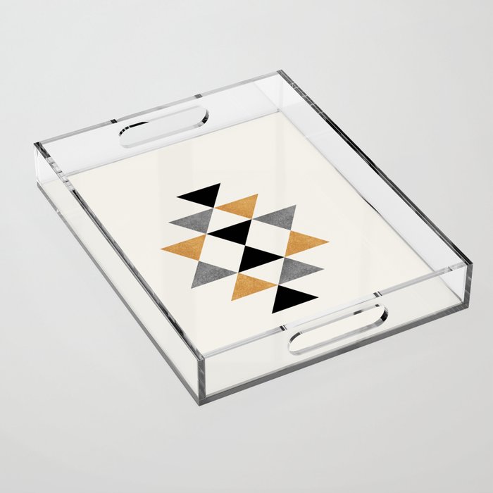 Aztec Graphic - Gold Gray Acrylic Tray Gallery Image 1