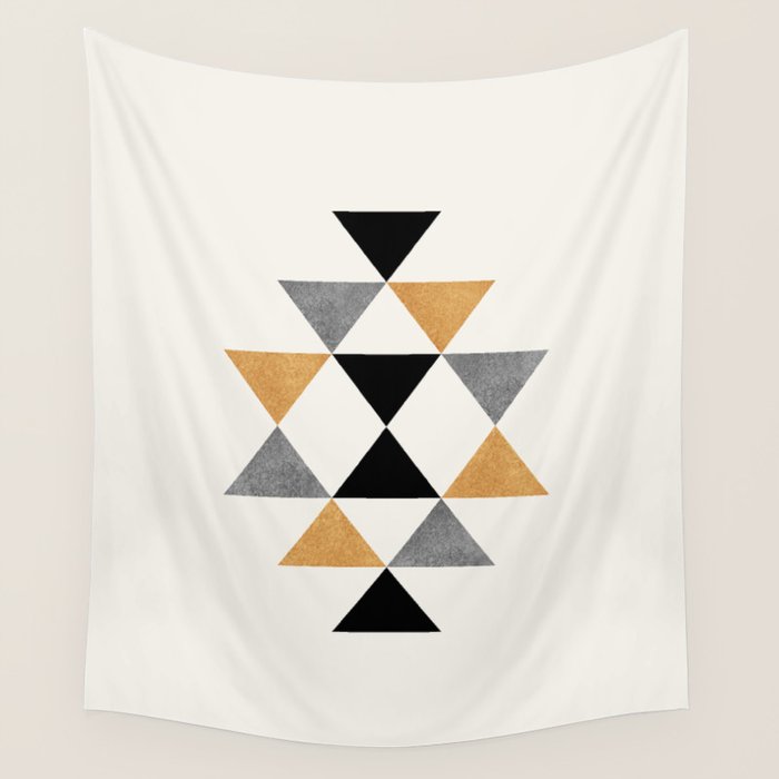 Aztec Graphic - Gold Gray Wall Tapestry Gallery Image 1
