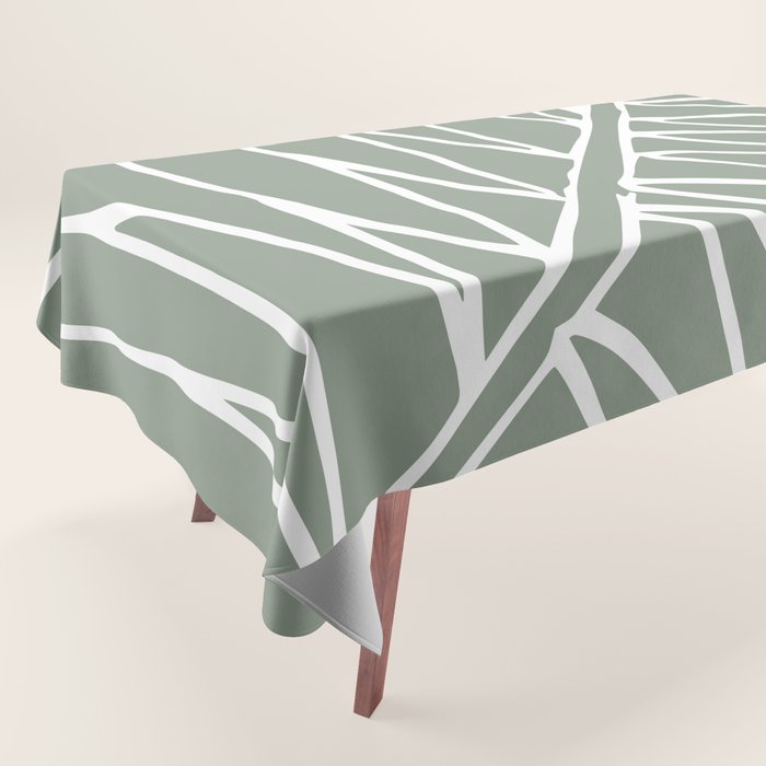 Minimalist, Tropical Leaf, Green, Boho Wall Art Tablecloth Gallery Image 1