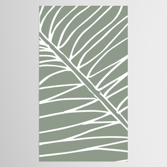 Minimalist, Tropical Leaf, Green, Boho Wall Art Tablecloth Gallery Image 2