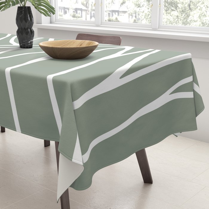 Minimalist, Tropical Leaf, Green, Boho Wall Art Tablecloth Gallery Image 3