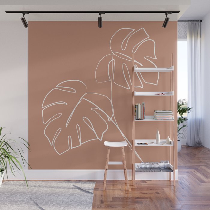 Monstera minimal - earth Wall Mural Gallery Image 1