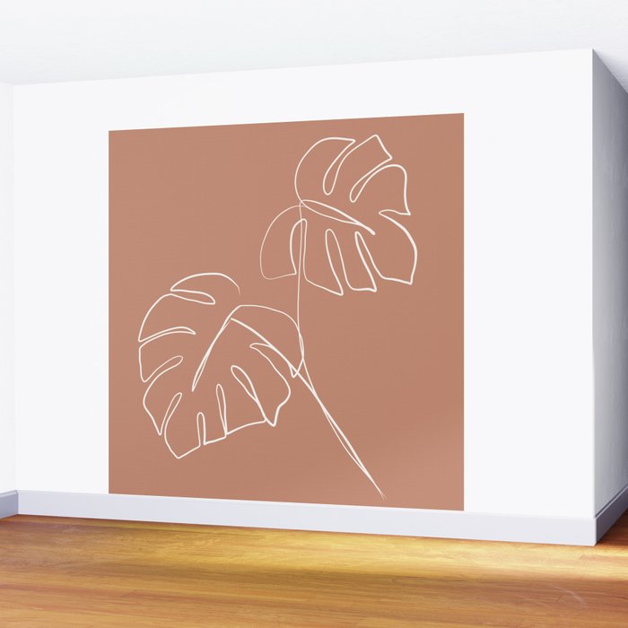 Monstera minimal - earth Wall Mural Gallery Image 2