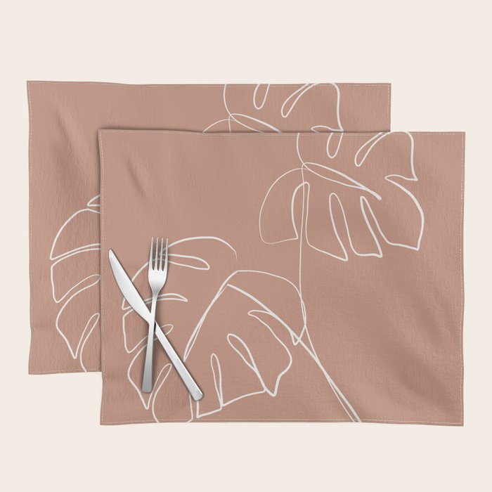 Monstera minimal - earth Placemat Gallery Image 1