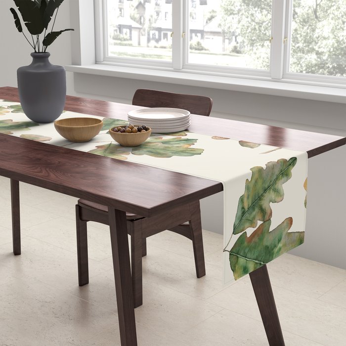 Oak tree  green leaves  Table Runner Gallery Image 2