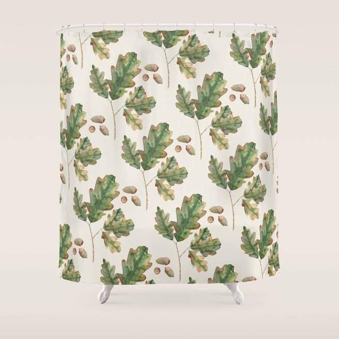 Oak tree  green leaves  Shower Curtain Gallery Image 1