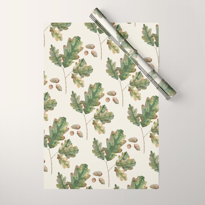 Oak tree  green leaves  Wrapping Paper Gallery Image 1