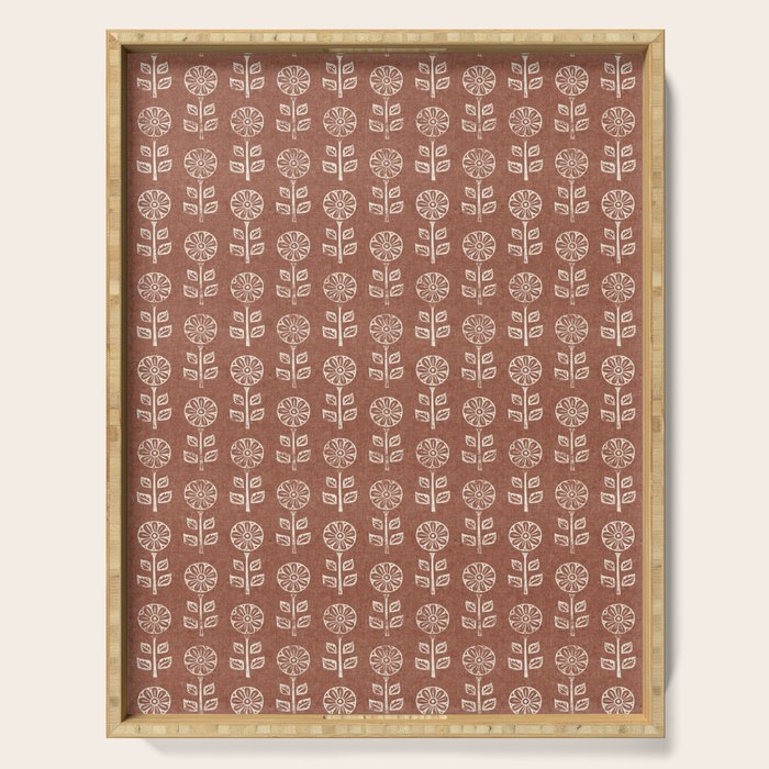 block print floral - clay Serving Tray Gallery Image 1