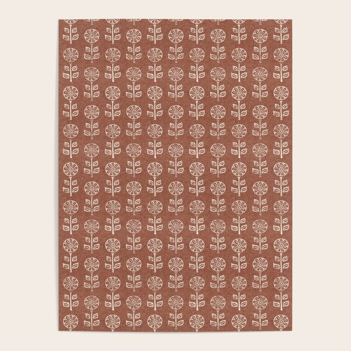 block print floral - clay Poster Gallery Image 4