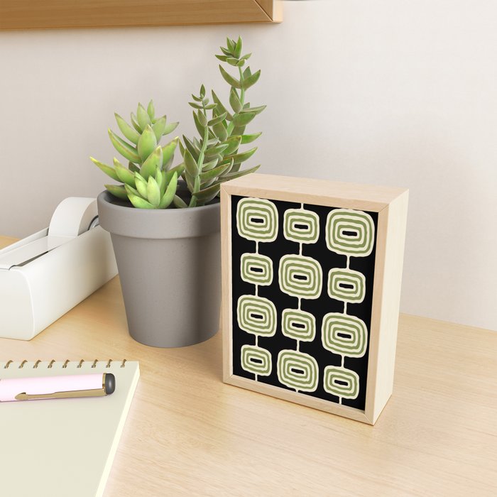 Mid Century Modern Decoration 236 Black Beige and Olive Green Mini Art Print Gallery Image 2