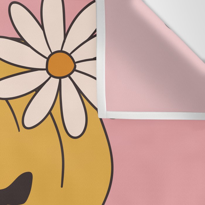 Hello Pumpkin Retro Pink Floral Print Wall Tapestry Gallery Image 3