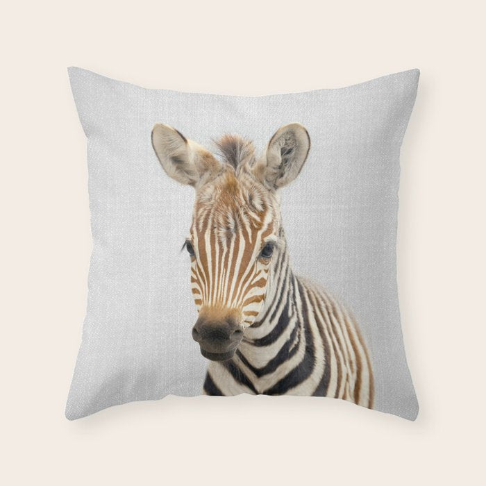 Baby Zebra - Colorful Throw Pillow Gallery Image 1