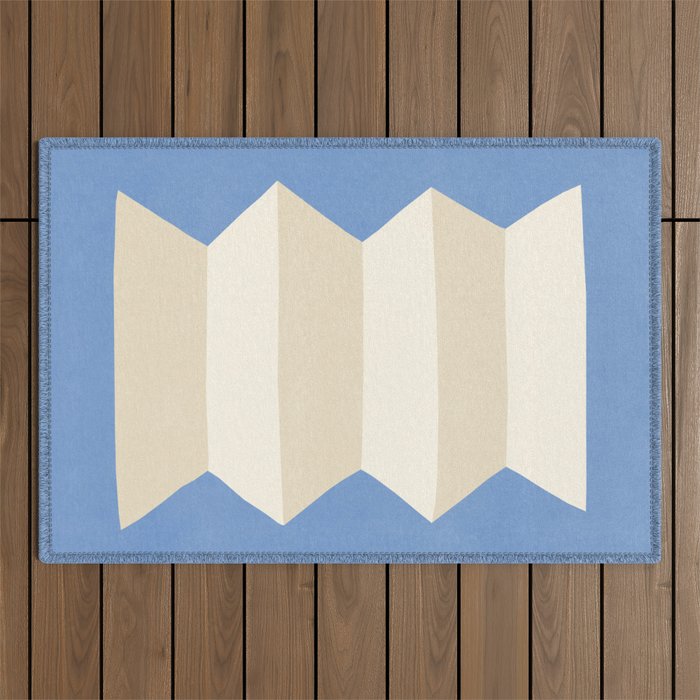 Geometric Vase - White Ivory on Light Blue Outdoor Rug Gallery Image 1