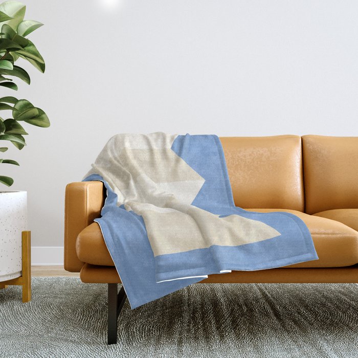 Geometric Vase - White Ivory on Light Blue Throw Blanket Gallery Image 1