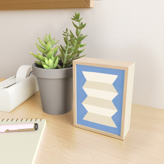 Geometric Vase - White Ivory on Light Blue Mini Art Print Gallery Image 2