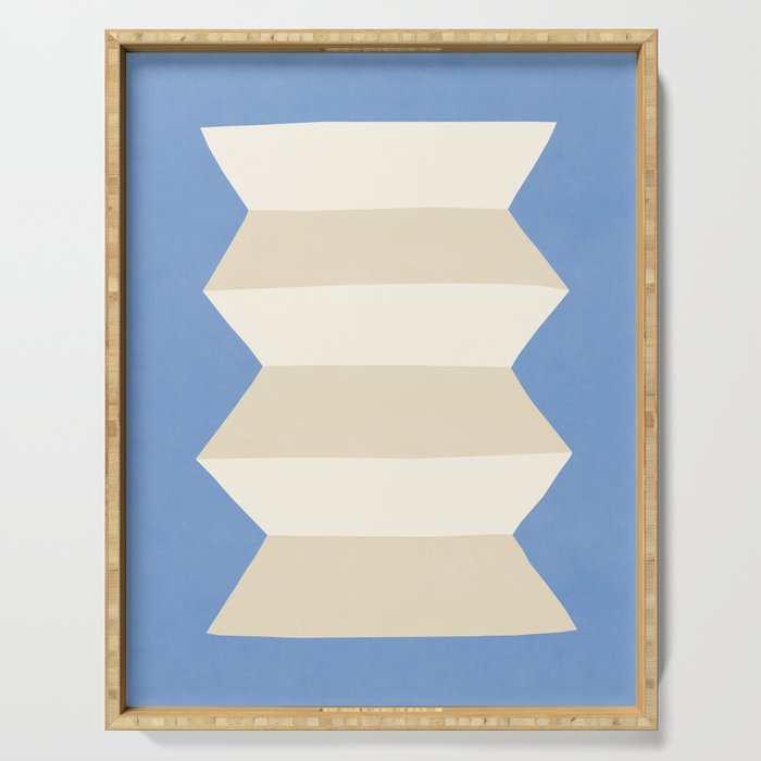 Geometric Vase - White Ivory on Light Blue Serving Tray Gallery Image 1