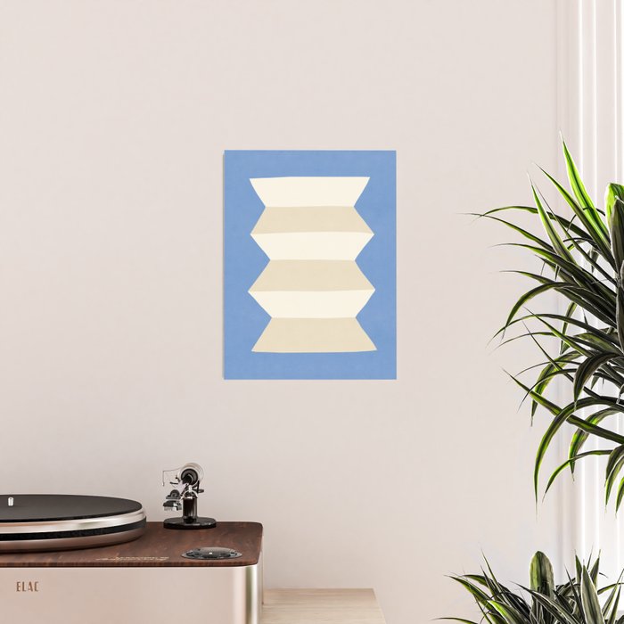 Geometric Vase - White Ivory on Light Blue Poster Gallery Image 2