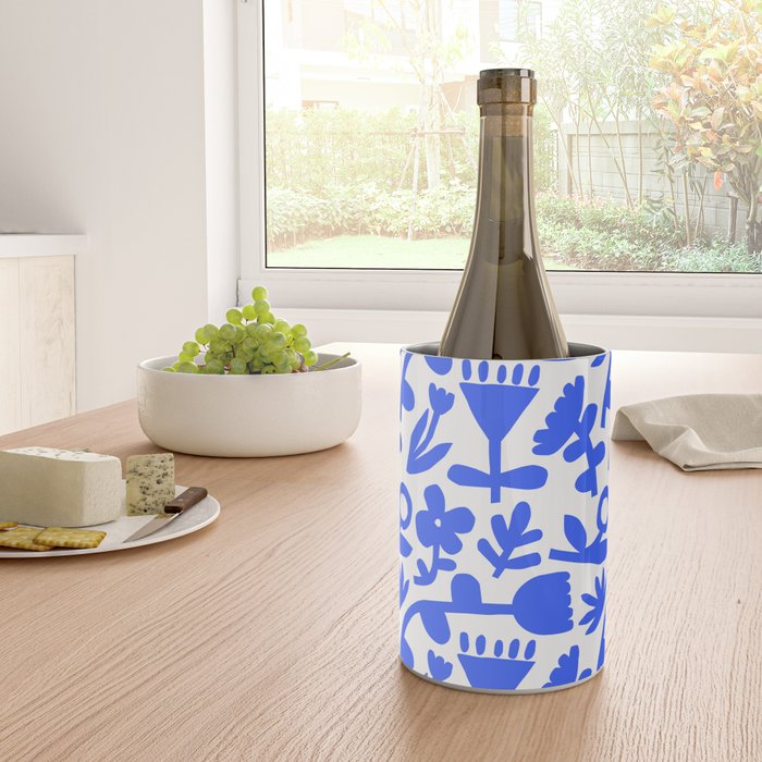 Abstract blue flower nature art pattern Wine Chiller Gallery Image 4