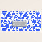 Abstract blue flower nature art pattern Desk Mat Gallery Image 1