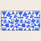 Abstract blue flower nature art pattern Desk Mat Gallery Image 3