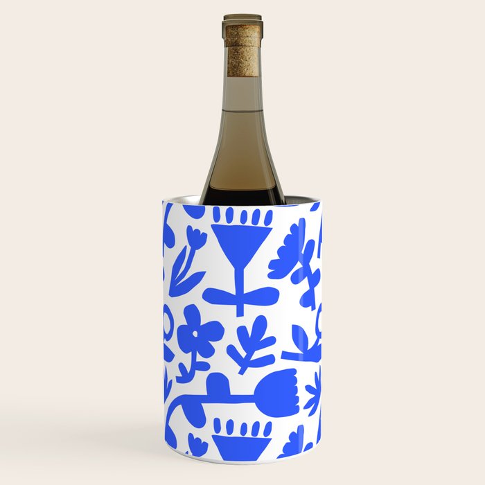 Abstract blue flower nature art pattern Wine Chiller Gallery Image 1